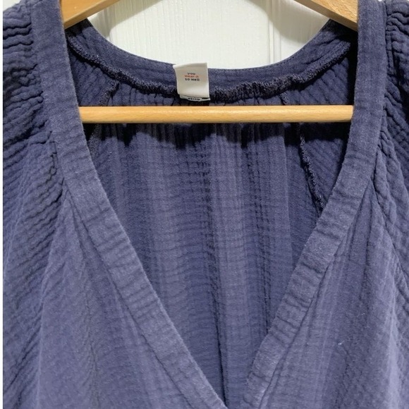 Old Navy Cotton Gauze Midi Dress Womens XL Navy Blue Smocked Tiered Boho - Picture 9 of 10